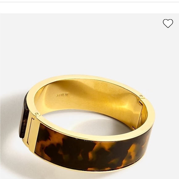 J Crew Tortoise Gold Hinge clamp bracelet Bangle Width: 3/4" - Picture 13 of 16